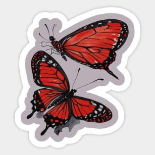 red watercolor butterfly Sticker